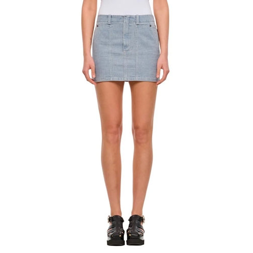 Fendi Jupes JeanS Mini Skirt With Front Zipper And Four Pockets Blue