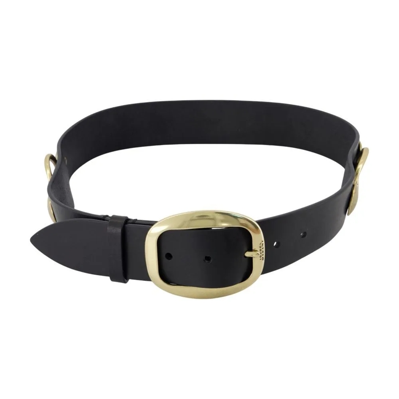 Isabel Marant Ceinture Calfskin Belt With Polished Gold-Tone Buckle Black