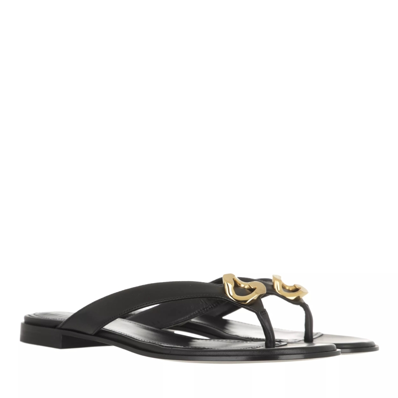 Givenchy Flip Flops G Chain Buckle Sandals Leather Black