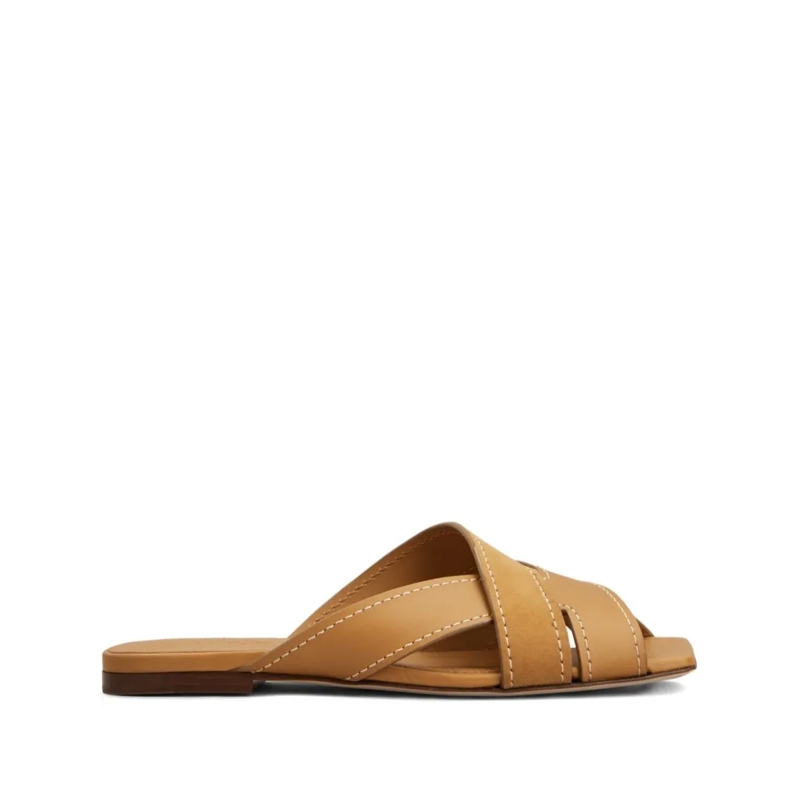 Tod's Sandalen Crisscross Strap Flat Sandals Brown