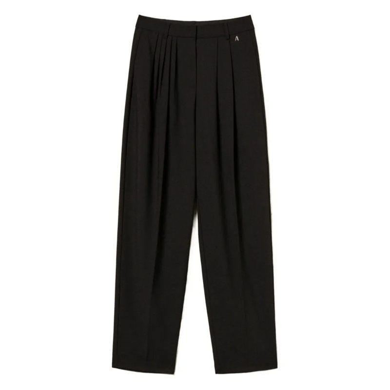 Twin-Set  Tailored Wide-Leg Trousers With Front Pleats Black