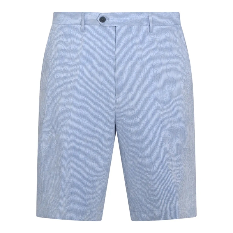 Etro Casual Shorts Tailored Blue Shorts With Stripe Pattern Blue