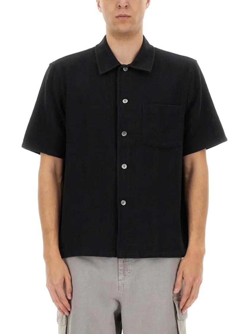 Thumbnail - Our Legacy - Short-Sleeved Box Shirt With Classic Collar - Größe 46 - schwarz