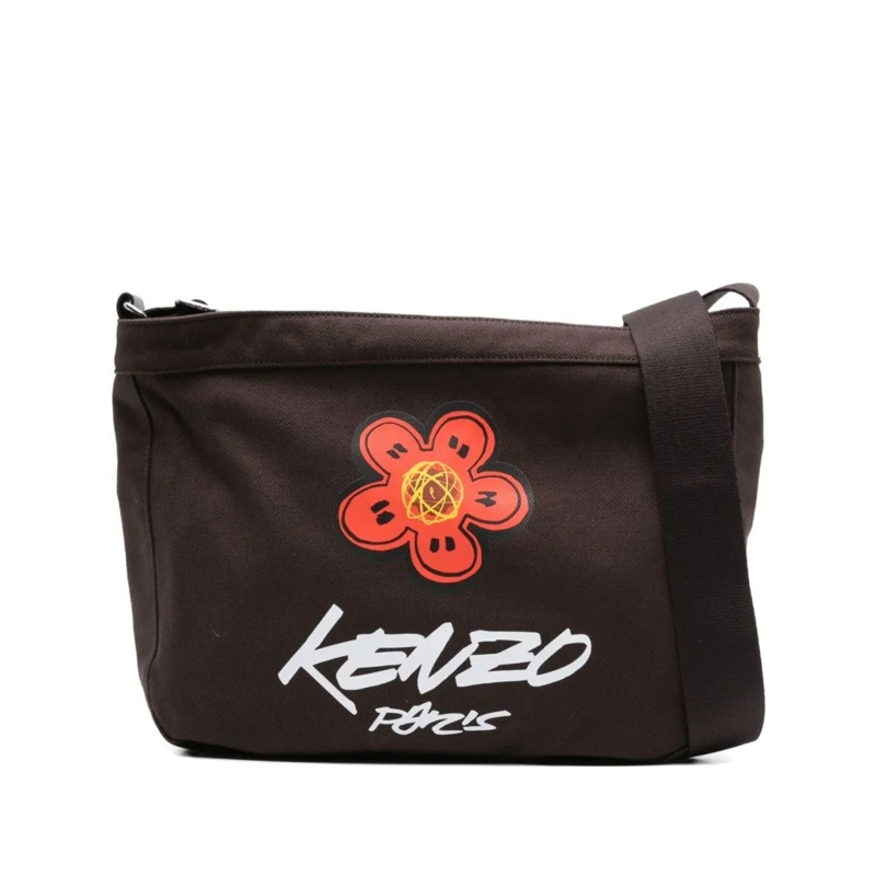 Kenzo Schultertasche Rectangular Crossbody Bag With Graphic Floral Desi Brown