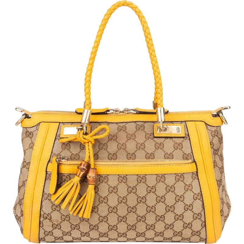 Gucci Schultertasche Gucci GG Monogram Bamboo Handbag braun