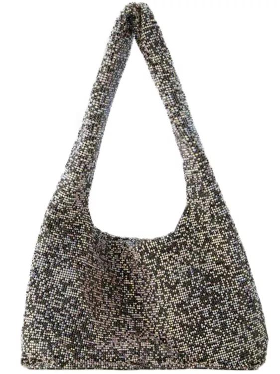 Kara Shopper - Crystal Mesh Armpit Bag - Polyester - Black Pixel - Gr. unisize - in Grau - für Damen