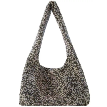 【関税込み】Kara パープル ミニ Crystal Mesh Armpit バッグ KARA Women's' Mini Crystal Mesh Armpit Bag in Silver | LN-CC®