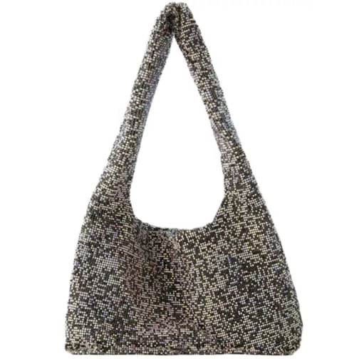 Kara Crystal Mesh Armpit Bag - Polyester - Black Pixel Black Hoboväska