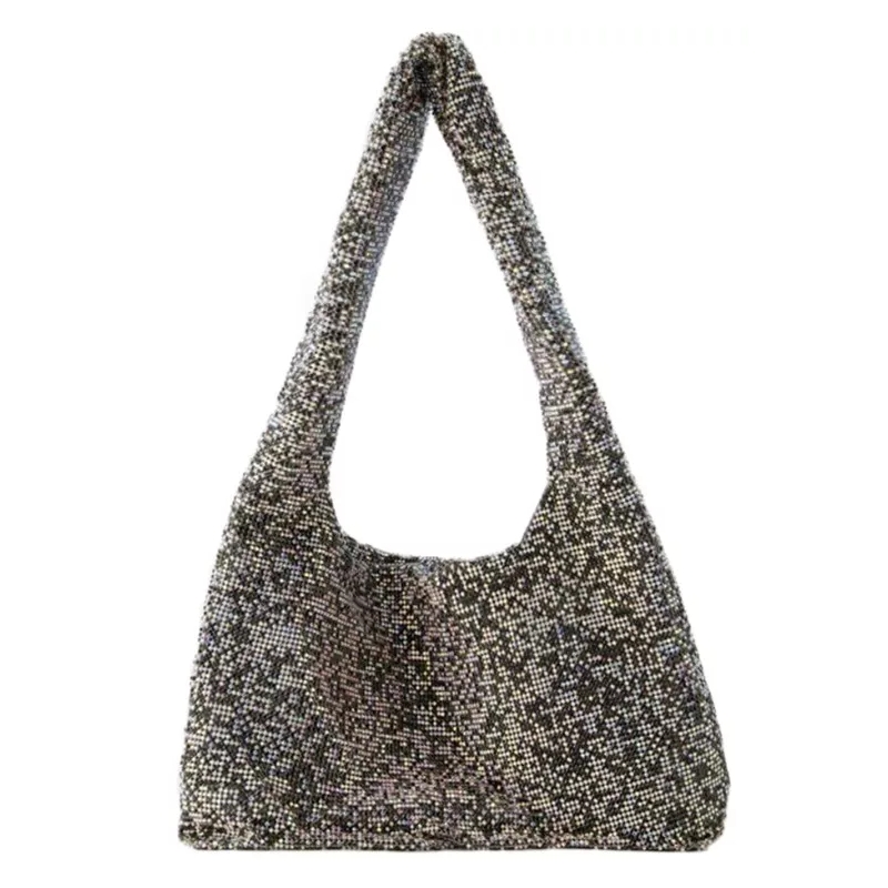 Kara Schultertasche Crystal Mesh Armpit Bag - Polyester - Black Pixel Black