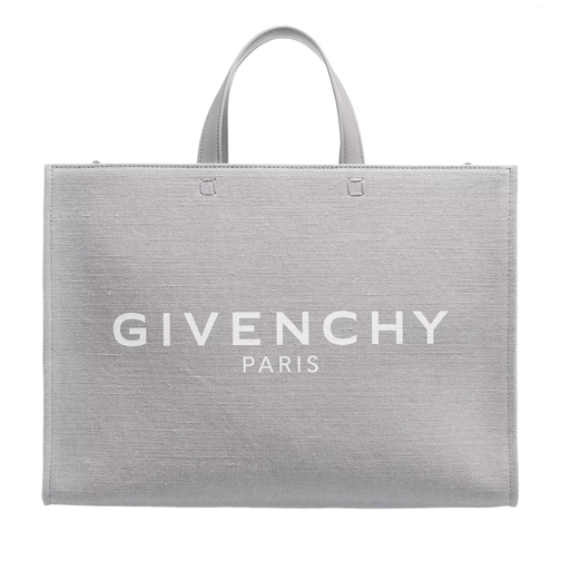 Givenchy Medium G Tote Shopping Bag Canvas Stone Grey Rymlig shoppingväska