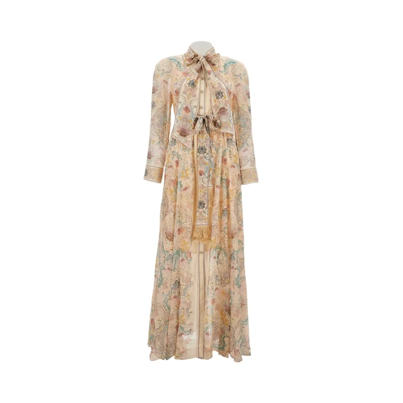 Zimmermann Maxi-jurk Bow Shirt Dress Neutrals