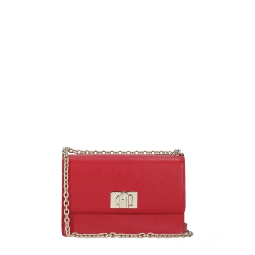 Furla Red Pebbled Leather Shoulder Bag Red Schoudertas