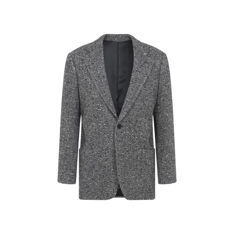 Celine Blazer Ivory And Black Herringbone Wool Jacket Black