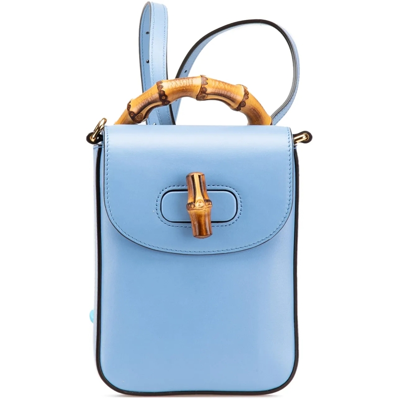 Gucci Sac à bandoulière Mini Calfskin Bamboo Top Handle Bag blau