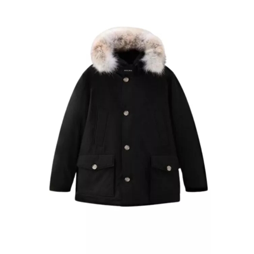 Woolrich Black Down Filled Jacket With Fur Hood Black Daunenjacken