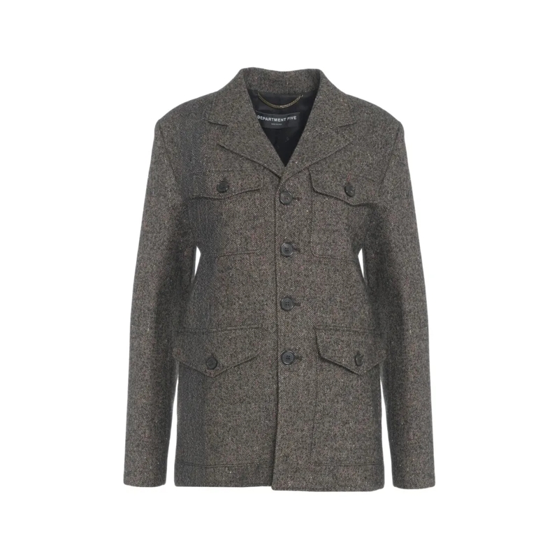 Department Five Blazer Structured Military-Inspired Jacket With Flap Pock Grey