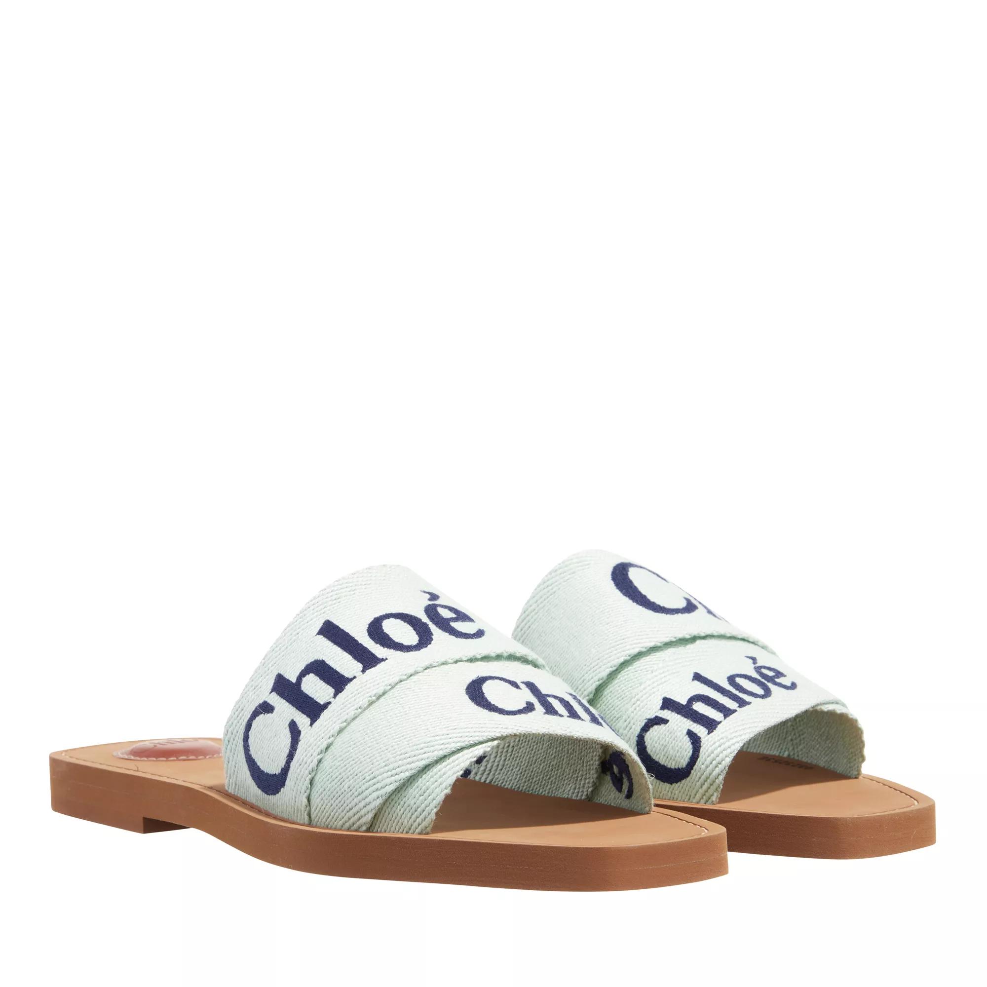 Chlo Woody Flat Slides Light Blue Slipper