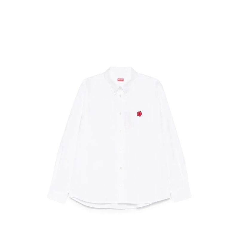 Kenzo Overhemd Button-Down White Shirt With Floral Emblem White