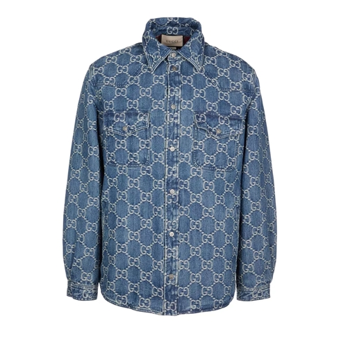 Gucci Shirt Jacket Organic Denim GG 4632 blue/white 