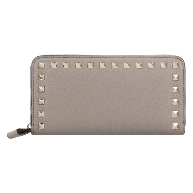 Valentino Garavani Portemonnee Rockstud Grey Leather Wallet Grey