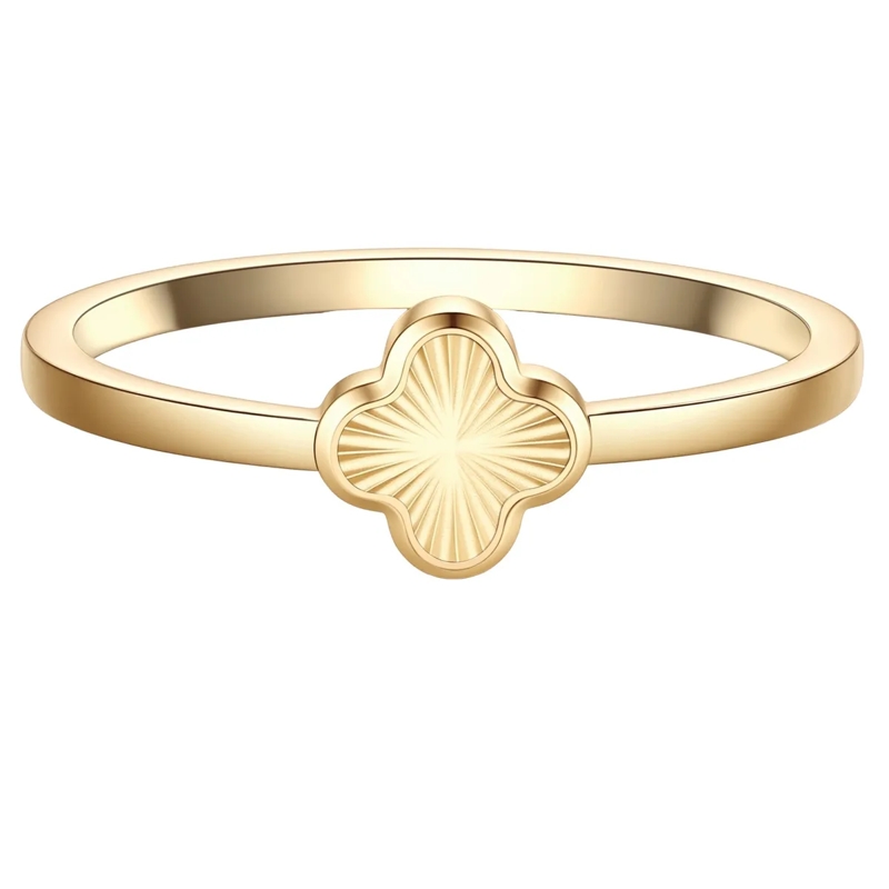 Glanzstücke München Ring Edelstahl Ring Kleeblatt gold