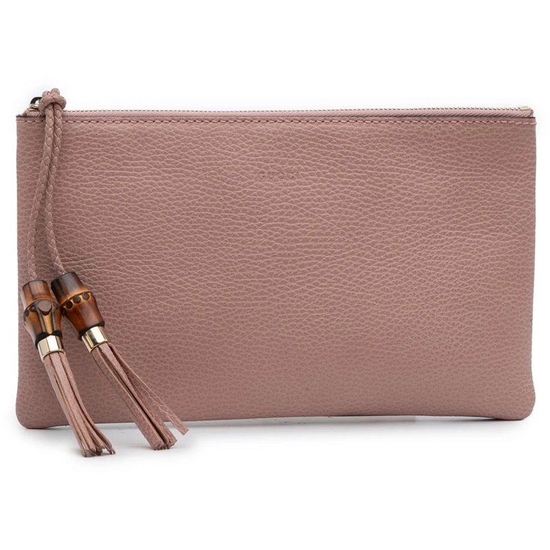 Gucci Pochette Calfskin Bamboo Clutch rose