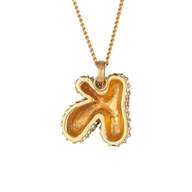 Elli Mittellange Halskette Halskette Buchstabe K Weiß 925 Sterling Silber ver gold(Image 3)