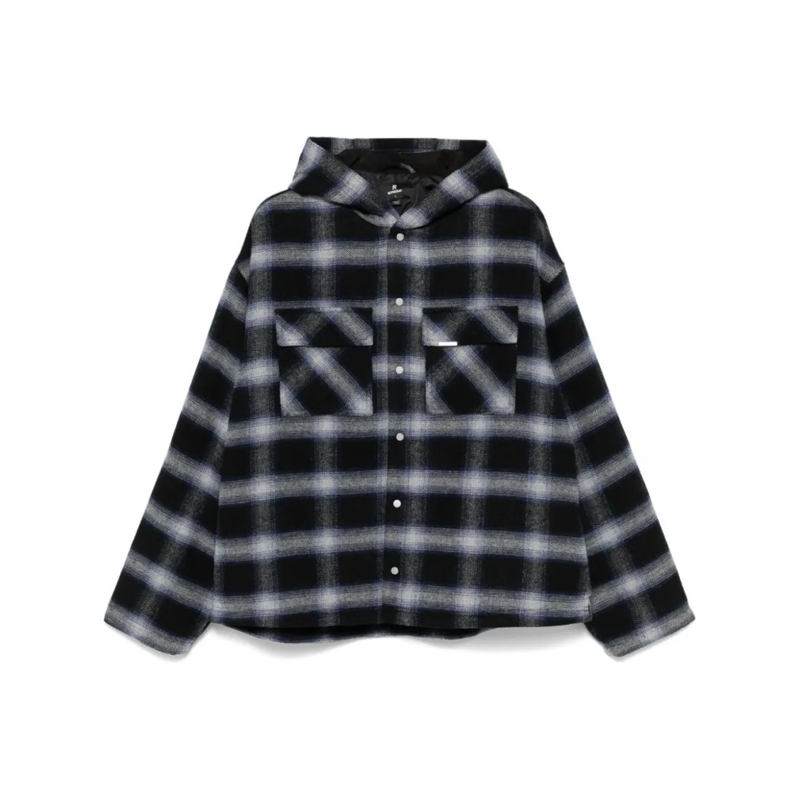 Represent Chemise Midnight Blue/Gray Hooded Overshirt Blue