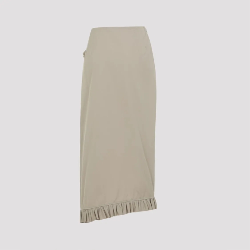 Dries Van Noten Maxirock Asymmetrical Nude Midi Skirt With Cascading Ruffle Grey(Image 2)