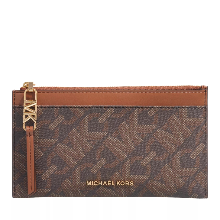 Michael Kors Large Zip Card Case Brown Luggage Porte cartes