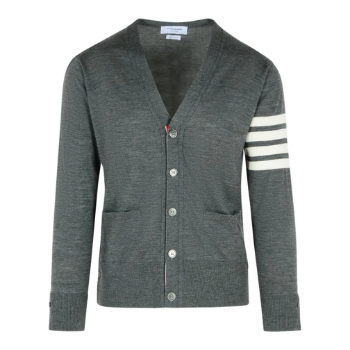 Thom Browne Strickjacke '4-Bar' Grey Virgin Wool Cardigan Grey