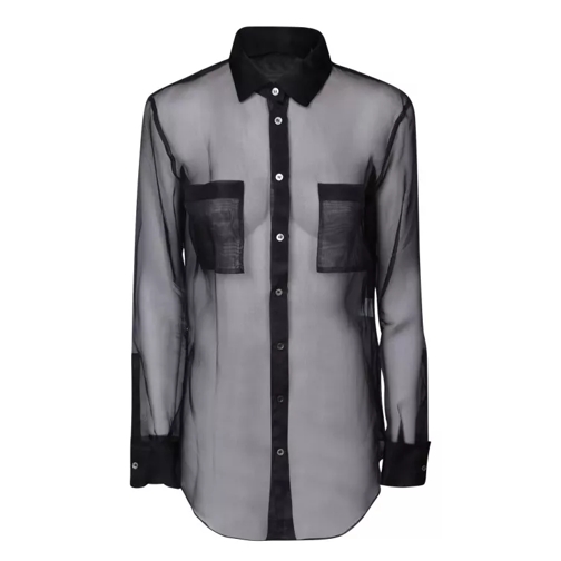Blanca Vita Black Semi-Transparent Silk Shirt Black 
