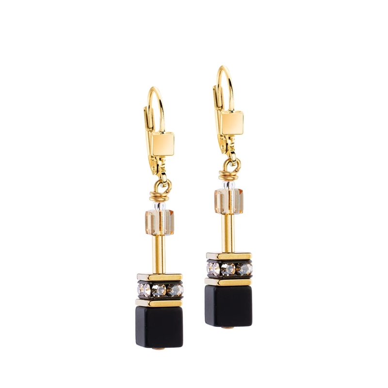 COEUR DE LION Ohrstecker GeoCUBE® Ohrringe Onyx schwarz