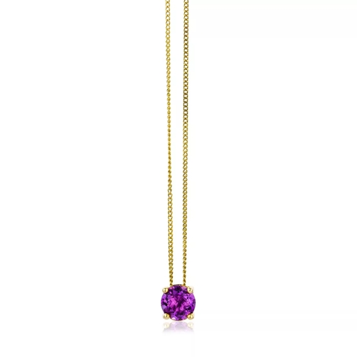 DIAMADA Necklace Violet Amethyst "The Creative One" 14KT Yellow Gold Medium Halsketting