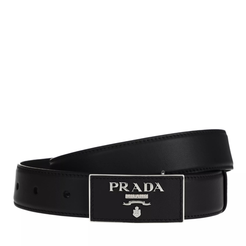 Prada Square Buckle Belt Leather Black Läderskärp