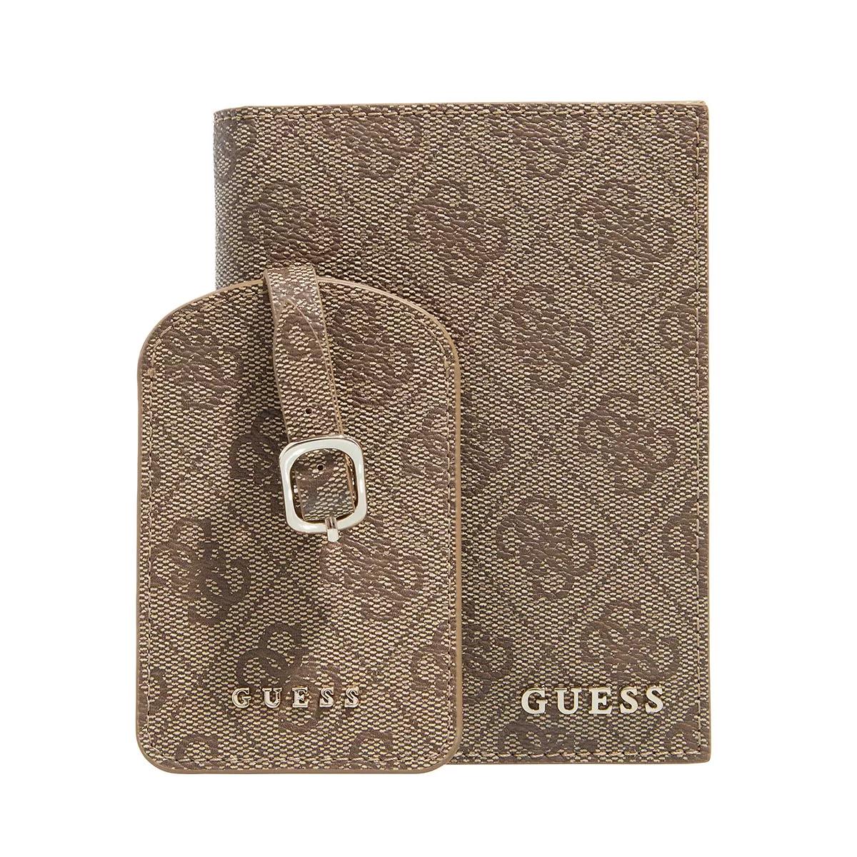 Guess Portemonnaie - Gift Passport Case + Luggage Tag - Gr. unisize - in Braun - für Damen