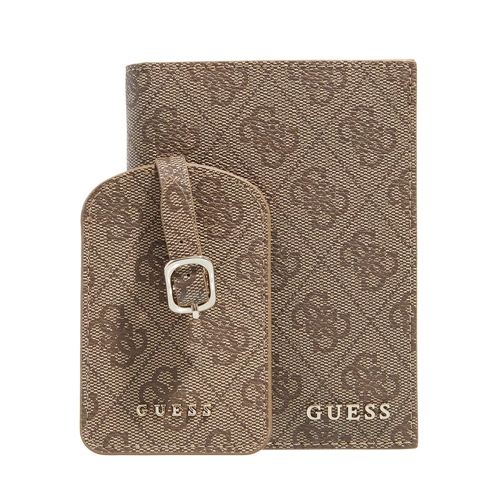 Guess Gift Passport Case + Luggage Tag Latte Logo Passfodral
