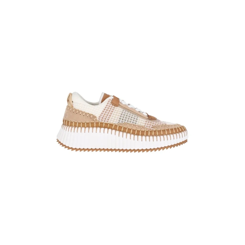 Chloé Sneaker basse Beige Fabric Platform Sneakers With Suede Accents Neutrals