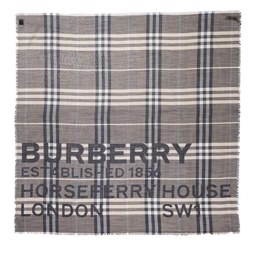 Burberry Horseferry Print Check Wool Silk Square Scarf Dusty Sand Écharpe légère