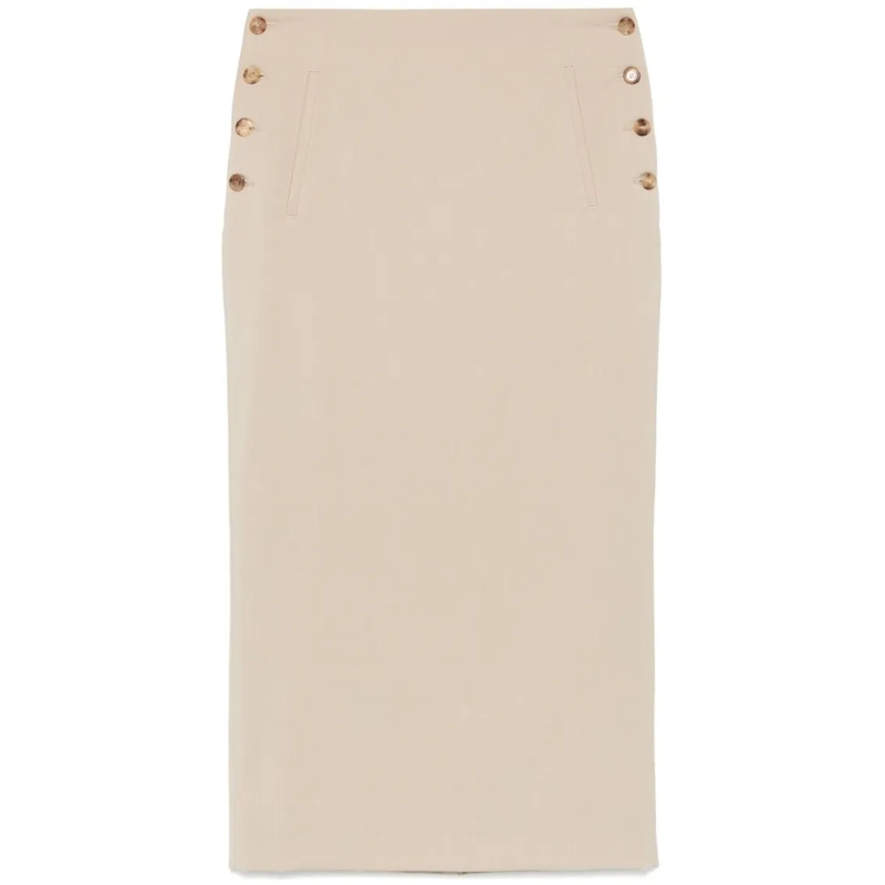 Moschino Midirok Midi Skirt With Side Button Fastening Grey