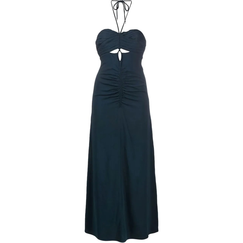 Self Portrait Midikleid Self-Portrait Cut-Out Ruched Maxi Dress grau