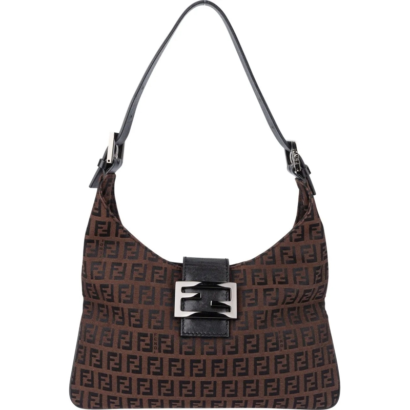 Fendi Schultertasche Fendi FF Monogram Baguette Buckle Shoulder Bag neu braun