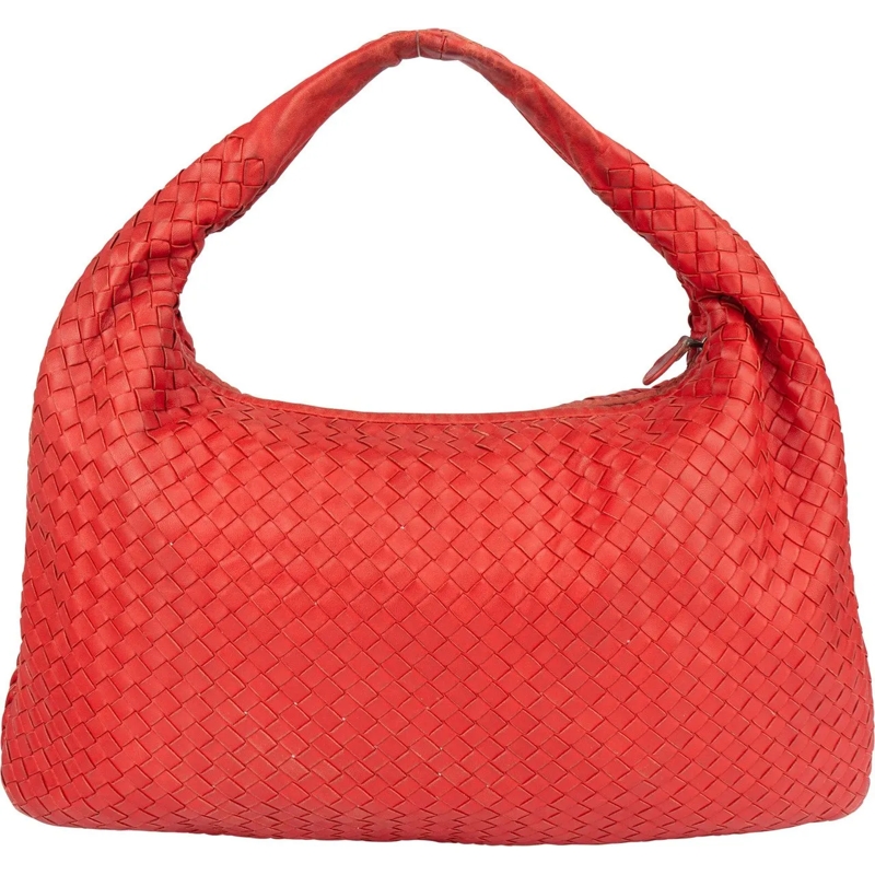 Bottega Veneta Tote Bottega Veneta Red Intrecciato Leather Belly Hobo  rot