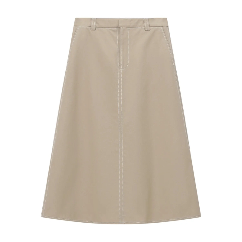 AMI Paris Maxirock Midirock aus Baumwolle braun