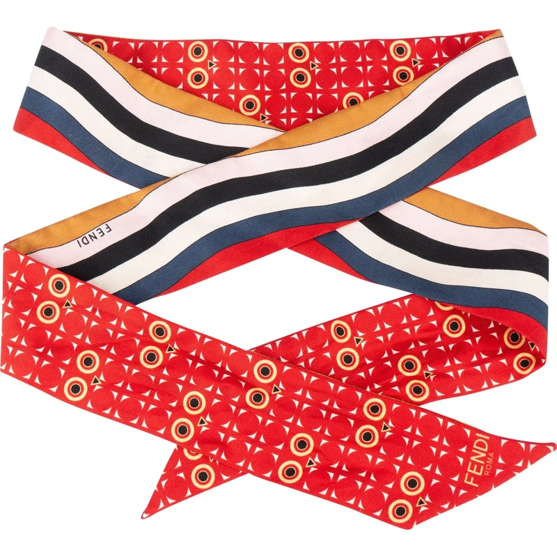 Fendi Wollschal Fendi Multicolor Silk Scarf Tuch rot