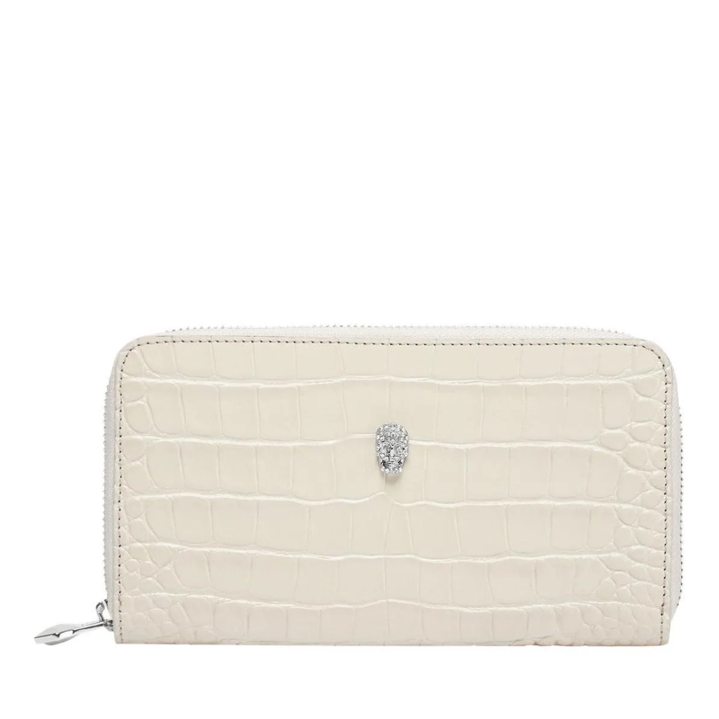 Philipp Plein Geldbörse Mid-Zip Brieftasche Cocco Crocco Print beige