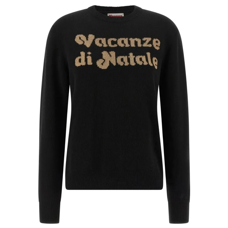 Mc2 Saint Barth Pullover Gold 'Vacanze Di Natale' Black Sweater Black