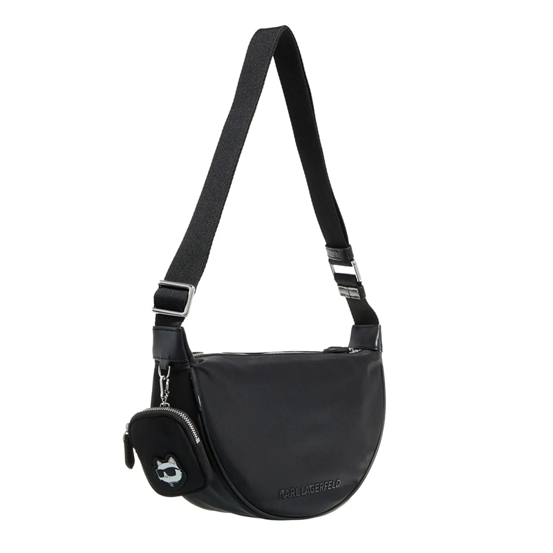 Karl Lagerfeld Crossbody Bag Ikon Nylon Sm Half Moon Sb Black(Image 3)