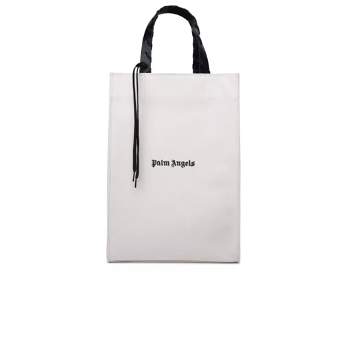 Palm Angels Ivory Cotton Tote Bag White Rymlig shoppingväska