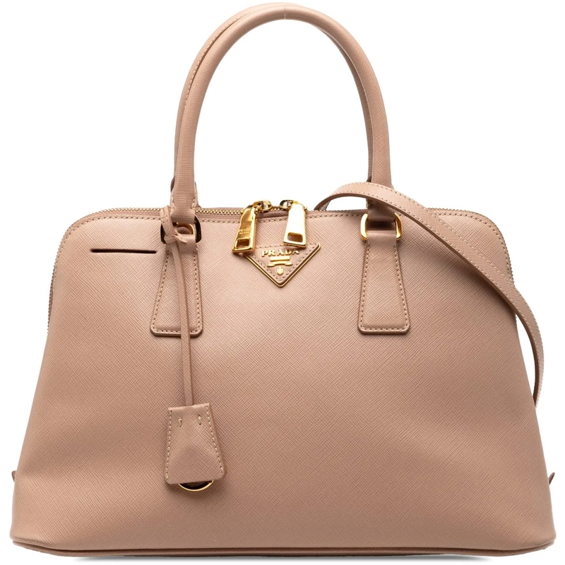 Prada Schultertasche Medium Saffiano Lux Promenade Satchel braun